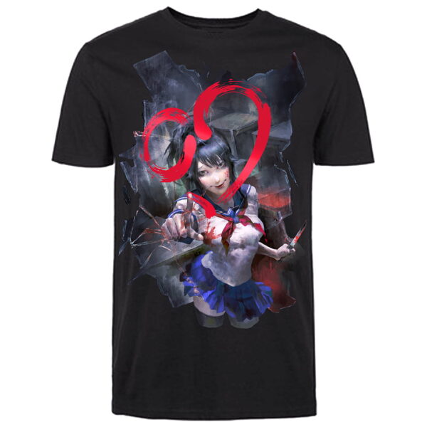YANDERE SIMULATOR holographic red heart logo shirt design 0 1080px